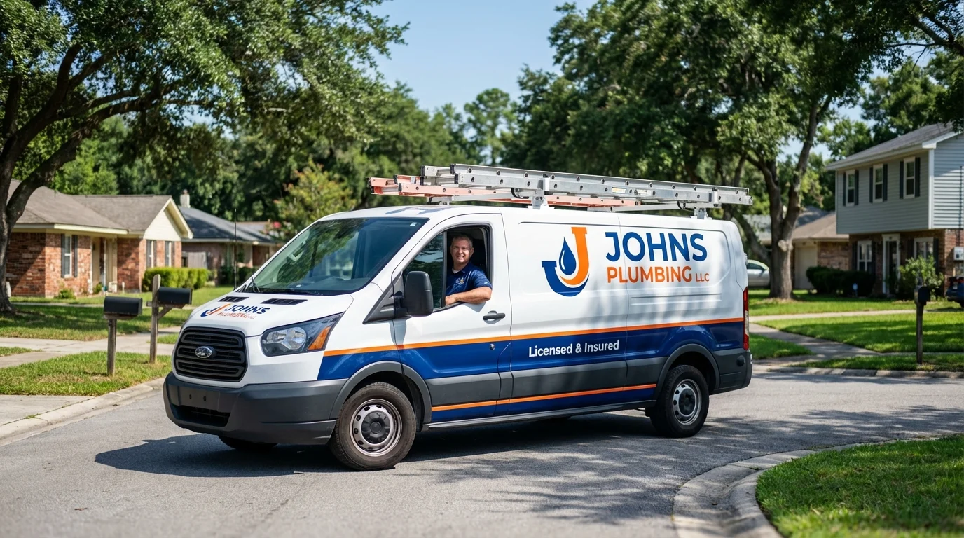 Johns Plumbing LLC service van in Holland, TX