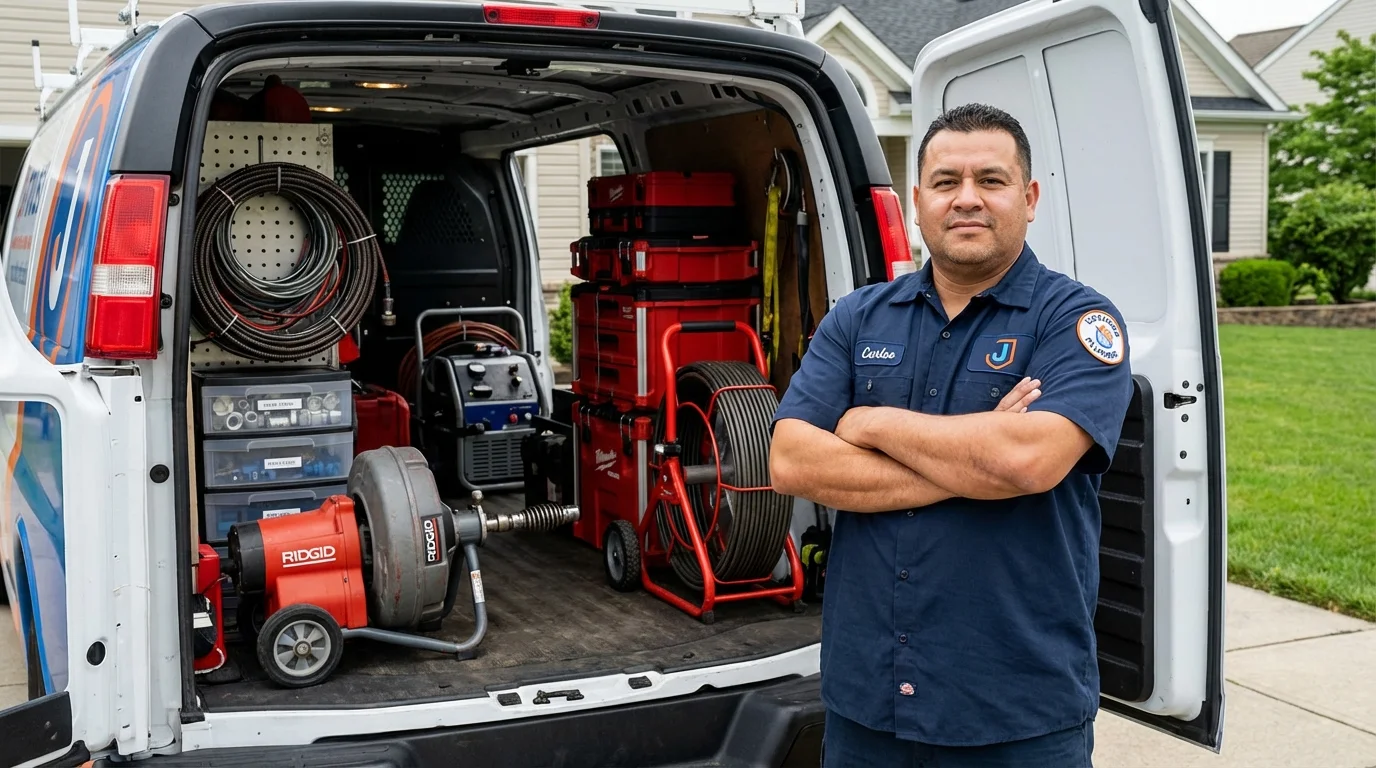 Professional drain cleaning equipment and Johns Plumbing LLC plumber in Holland