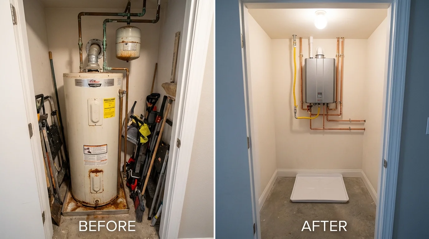 Tank water heater versus wall-mounted tankless unit comparison for Holland, TX homeowners